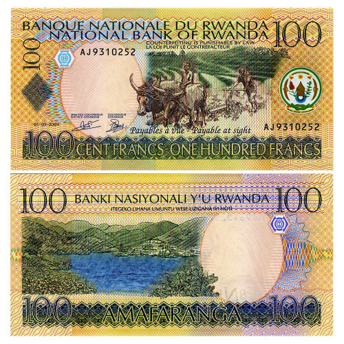100 франков 2003 года - Руанда (Pick 29.b) UNC