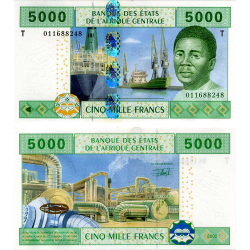 5000 франков 2002 года - Центрально-Африканские штаты (Конго) (Pick 109Т) UNC