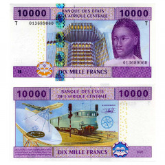 10000 франков 2002 года - Центрально-Африканские штаты (Конго) (Pick 110Т) UNC