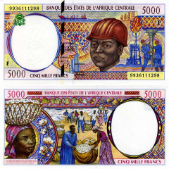5000 франков 1994-1999 гг - Центральноафриканская Республика (Pick 304F) UNC