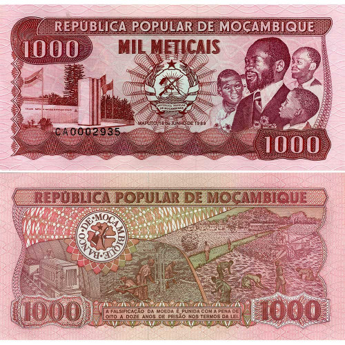 1000 метикал 1989 года - Мозамбик (Pick  132c) UNC