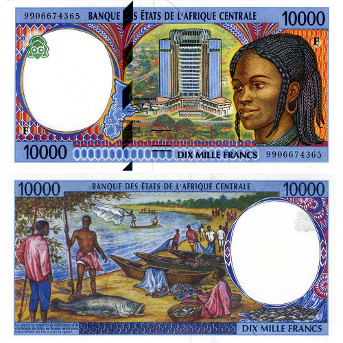 10000 франков 1999 (1994-2000) гг - Центральноафриканская Республика (Pick 305F) UNC