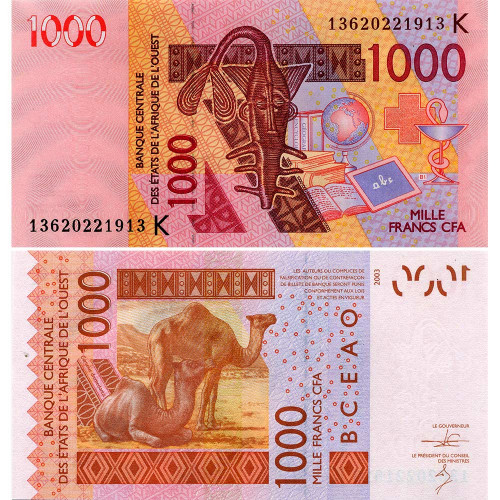 1000 франков 2003 (2013) года - Сенегал (Pick 715K) UNC