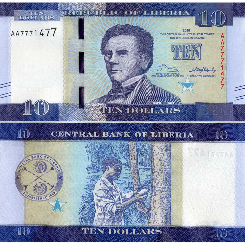 10 долларов 2016 года - Либерия (Pick 32) UNC