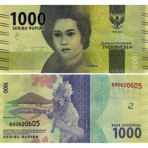 1000 рупий 2017 года - Индонезия (Pick# 154b) UNC