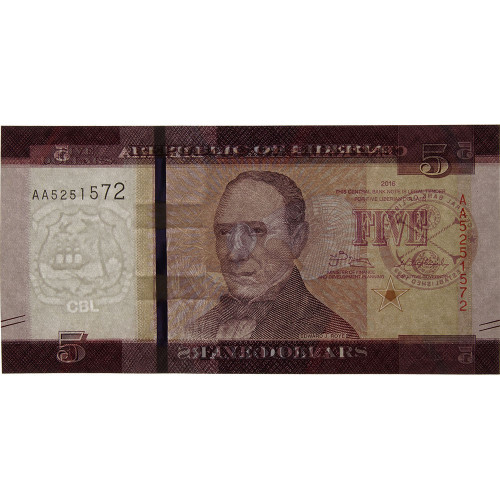5 долларов 2016 года - Либерия UNC