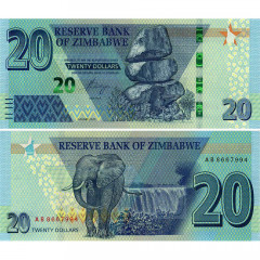 20 долларов 2020 года - Зимбабве (Pick W104) aUNC