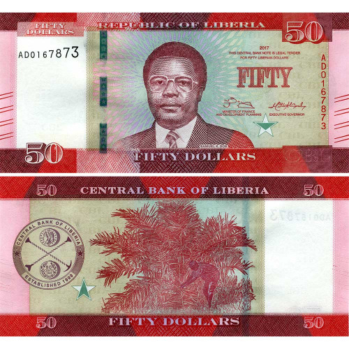 50 долларов 2017 года - Либерия (Pick 34b) UNC
