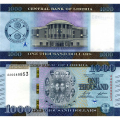 1000 долларов 2022 года - Либерия (Pick W43) UNC