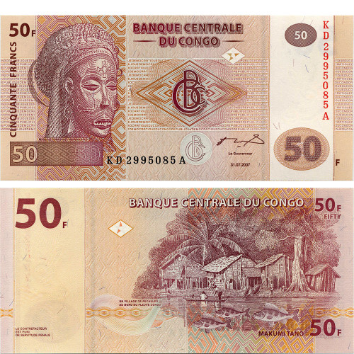 50 франков 2007 года - ДР Конго (Pick 97) UNC