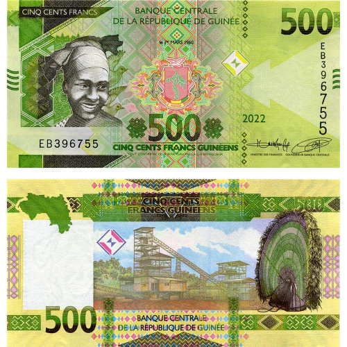 500 франков 2022 года - Гвинея (Pick W52) UNC