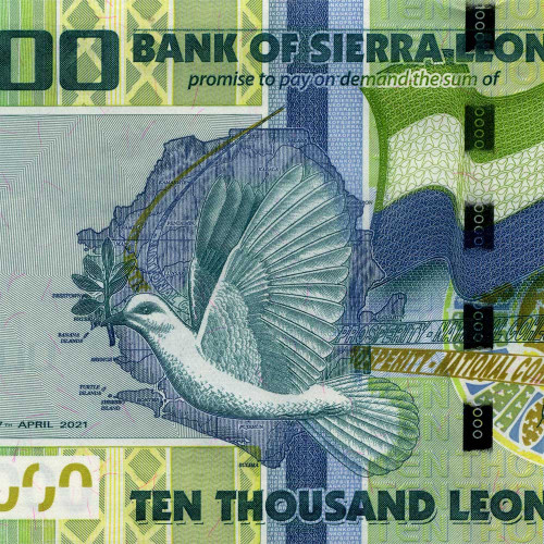 10000 леоне 2021 года - Сьерра-Леоне (Pick 33) UNC
