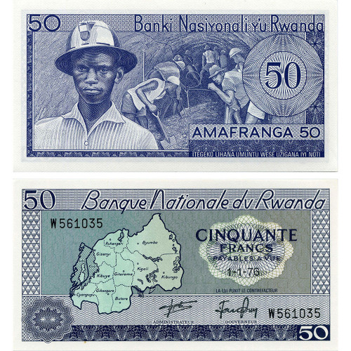 50 франков 1976 года - Руанда (Pick 7.c) UNC