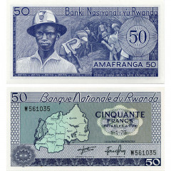 50 франков 1976 года - Руанда (Pick 7.c) UNC