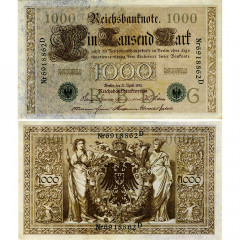 1000 марок 1910 года - Германия (Pick 45.b) aUNC