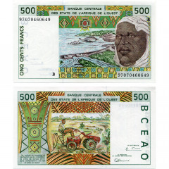 500 франков 1991-2002 гг - Бенин (Pick 210B) UNC