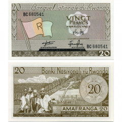 20 франков 1976 года - Руанда (Pick 6.e) UNC