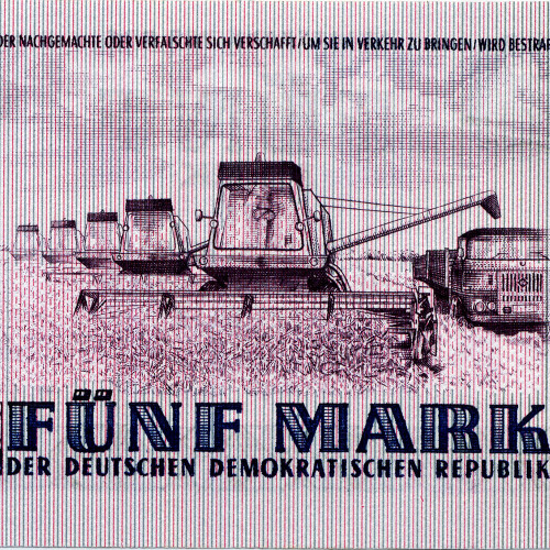 5 марок 1975 года - ГДР (Pick 27.a) Широкие цифры номера) aUNC