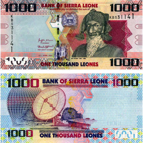 1000 леоне 2021 года - Сьерра-Леоне (Pick 30) UNC