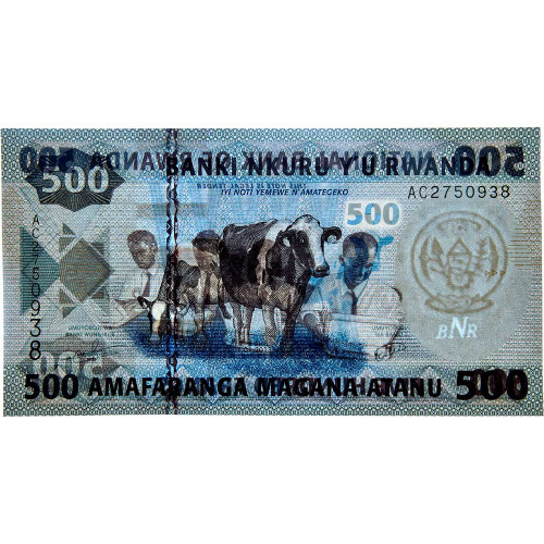 500 франков 2013 года - Руанда (Pick 38) UNC