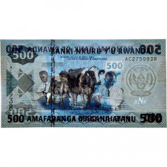 500 франков 2013 года - Руанда (Pick 38) UNC