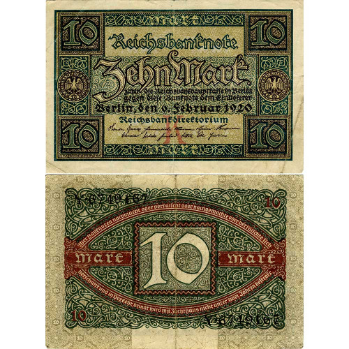 10 марок 1920 года - Веймарская Республика (Pick 67) G-VG