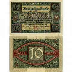 10 марок 1920 года - Веймарская Республика (Pick 67) G-VG