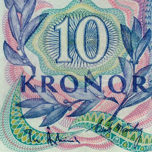 10 крон 1968 года - 300-летие Банка Швеции (Pick 56) F-VF