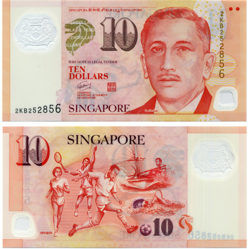 10 долларов 2005-2023 гг — Сингапур UNC