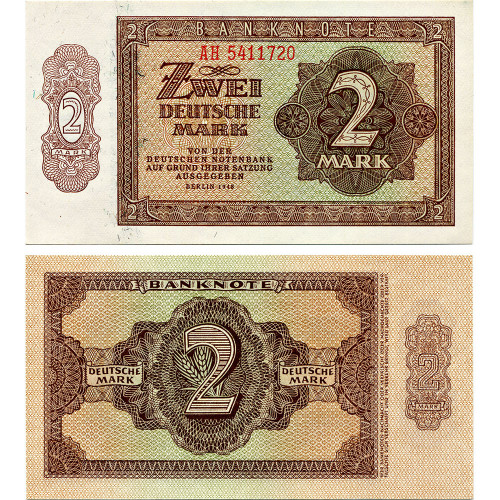 2 марки 1948 года - ГДР (Pick 10.b) UNC