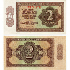 2 марки 1948 года - ГДР (Pick 10.b) UNC