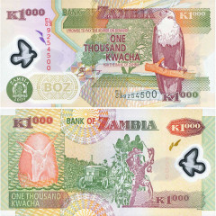 1000 квача 2009 года - Замбия UNC