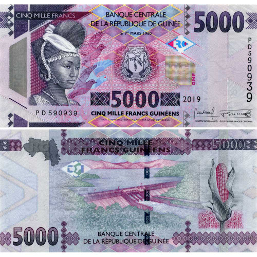 5000 франков 2019 года - Гвинея (Pick 49) UNC