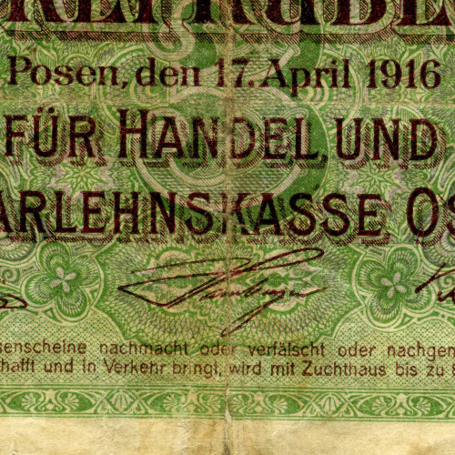 3 рубля 1916 года - Немецкая оккупация Литвы (Pick R123.b) G-VG