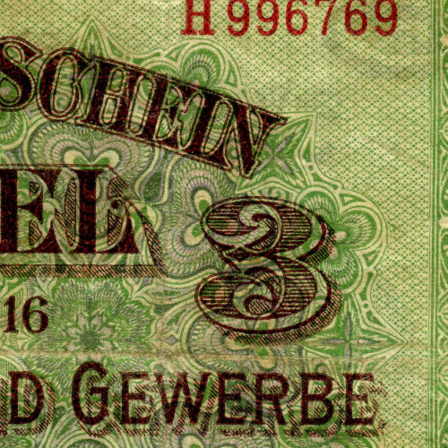 3 рубля 1916 года - Немецкая оккупация Литвы (Pick R123.b) G-VG