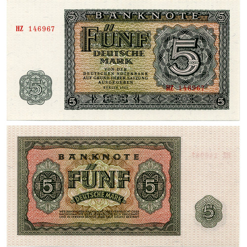 5 марок 1955 года - ГДР (Pick 17) UNC
