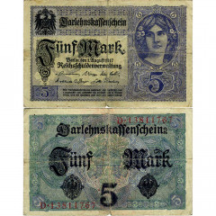 5 марок 1917 года - Германия (Pick 56.b) G-VG