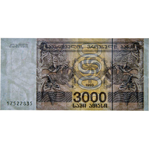 3000 купонов (лари) 1993 года - Грузия (Pick 45) - aUNC