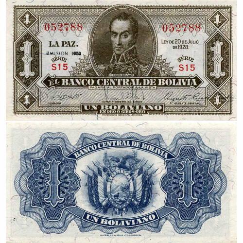 1 боливано 1928 (1952) года - Боливия (Pick 128) aUNC