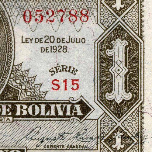 1 боливано 1928 (1952) года - Боливия (Pick 128) aUNC