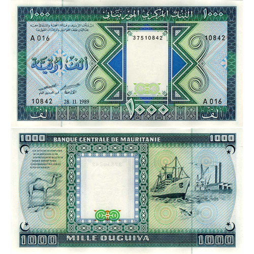 1000 угий 1989 года - Мавритания (Pick 7A) UNC