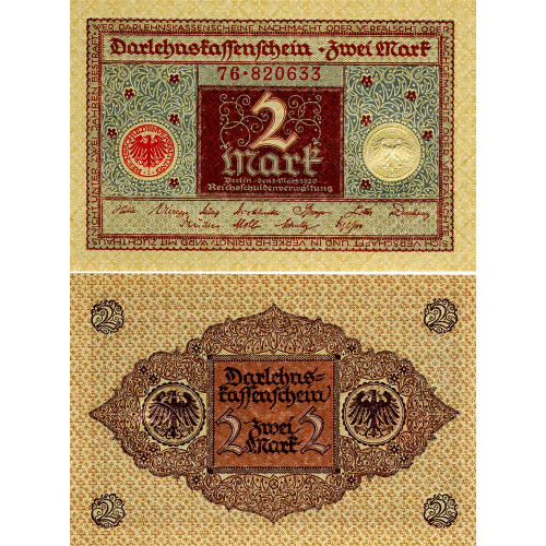 2 марки 1920 года - Веймарская Республика (Pick 60) UNC