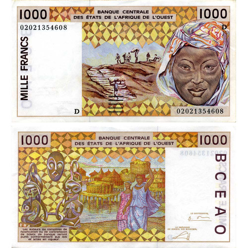 1000 франков 2002 года - Мали (Pick 411D) XF