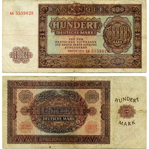 100 марок 1955 года - ГДР (Pick 21) F