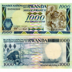 1000 франков 1988 года - Руанда (Pick 21) UNC