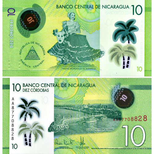 10 кордоб 2022 года - Никарагуа (Pick 209) UNC - пластик
