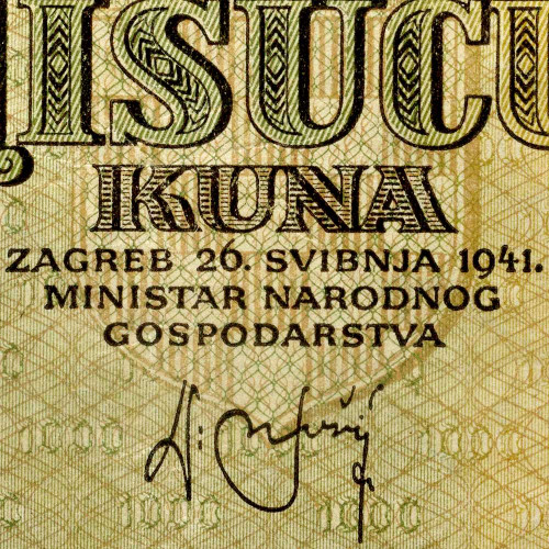 1000 кун 1941 года - Хорватия (Pick 4) VF