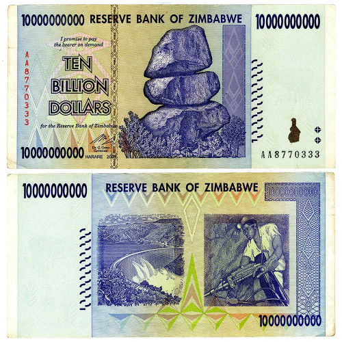 10 миллиардов долларов 2008 года - Зимбабве (Pick 85) F-VF
