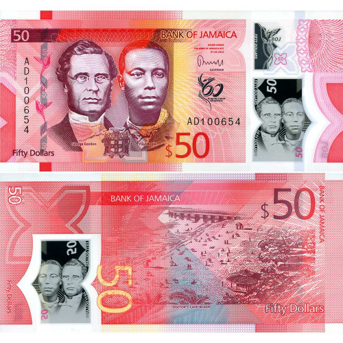 50 долларов 2022 года "60 лет независимости" Ямайка (Pick W96) UNC - полимер