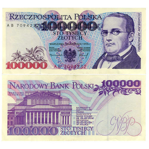 100000 злотых 1993 года - Польша (Pick 160) XF
